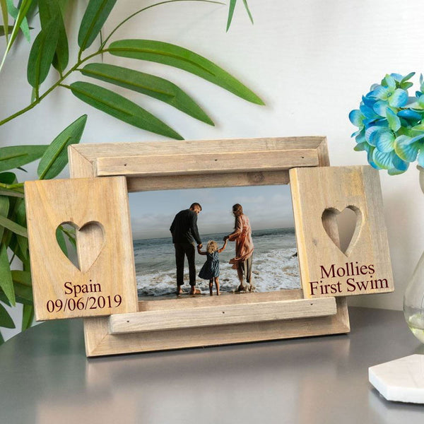 Engraved 6x4" Freestanding Wooden Heart Shutter Picture Frame () available to buy now at www.giftsfinder.co.uk