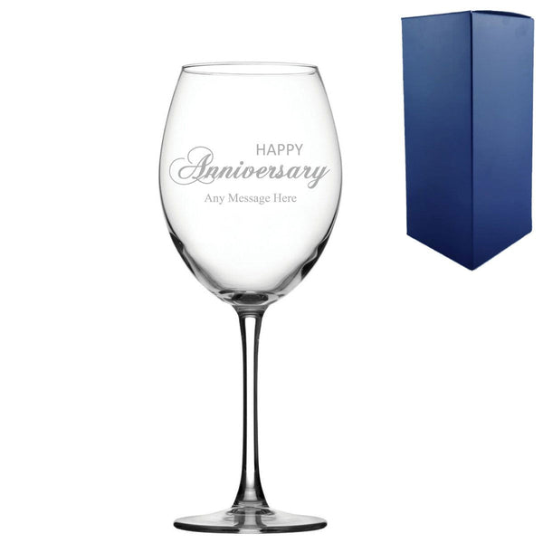 Engraved Anniversary Enoteca Wine Glass, Gift Boxed (Stemware) available to buy now at www.giftsfinder.co.uk