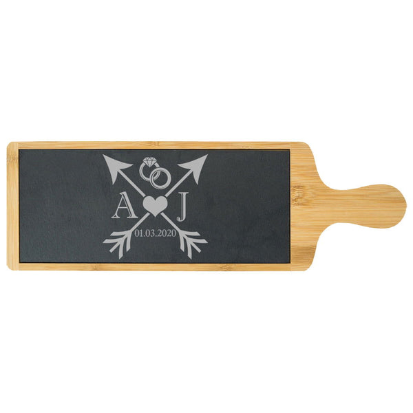 Engraved Bamboo and Slate Cheeseboard with Wedding Design (Cutting Boards) available to buy now at www.giftsfinder.co.uk