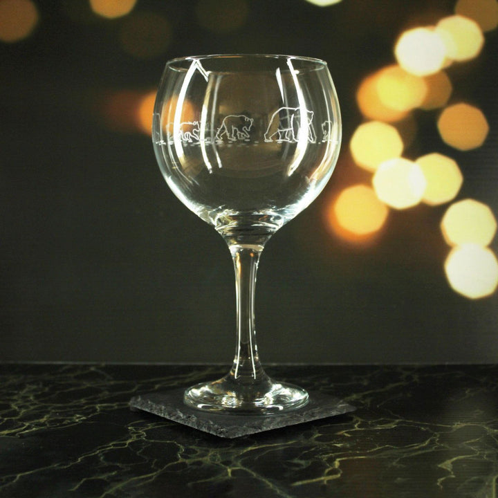 Engraved Bear Pattern Gin Balloon Set of 4 22.5oz Glasses () available to buy now at www.giftsfinder.co.uk