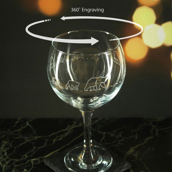 Engraved Bear Pattern Gin Balloon Set of 4 22.5oz Glasses () available to buy now at www.giftsfinder.co.uk