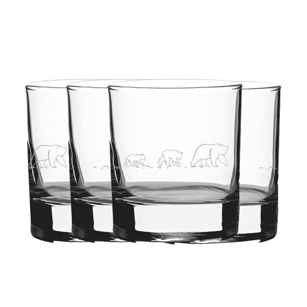 Engraved Bear Pattern Set of 4 Whiskey 11.5oz Glasses () available to buy now at www.giftsfinder.co.uk