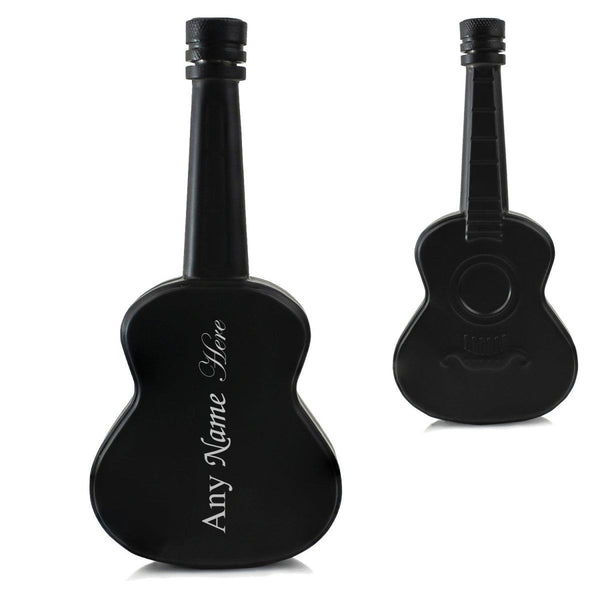 Engraved Black 5oz Guitar Hip Flask with Sideways Name (Flasks) available to buy now at www.giftsfinder.co.uk