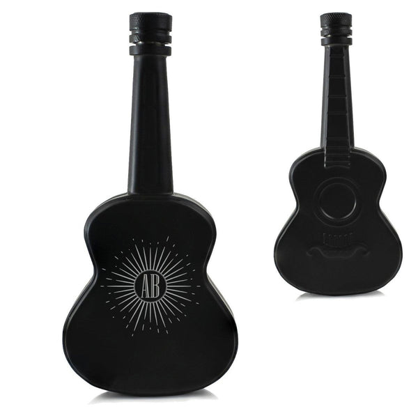 Engraved Black 5oz Guitar Hip Flask with Sunburst Design (Flasks) available to buy now at www.giftsfinder.co.uk