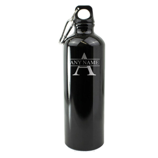 Engraved Black Sports Bottle with Initial and Name () available to buy now at www.giftsfinder.co.uk