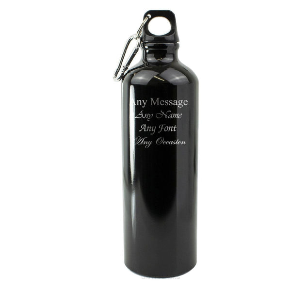 Engraved Black Sports Bottle with any message () available to buy now at www.giftsfinder.co.uk