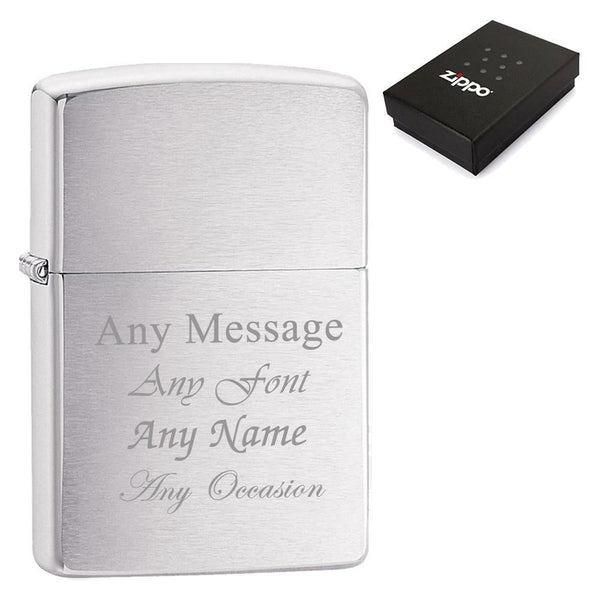 Engraved Brushed Chrome Zippo Lighter (Personalised Lighters) available to buy now at www.giftsfinder.co.uk