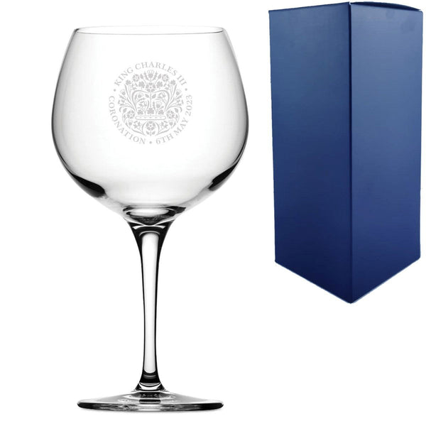 Engraved Commemorative Coronation of the King Gin Cocktail Glass (Stemware) available to buy now at www.giftsfinder.co.uk