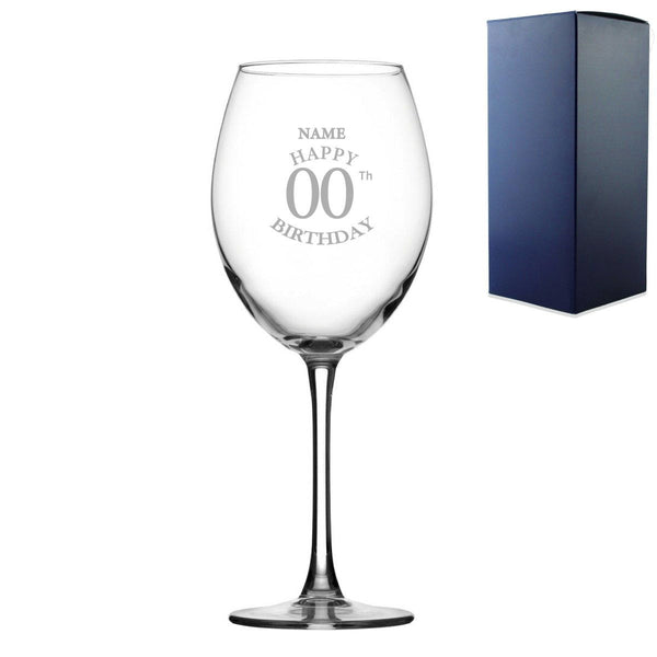 Engraved  Enoteca Wine Glass Happy 20,30,40,50...Birthday Classic, Gift Boxed (Stemware) available to buy now at www.giftsfinder.co.uk