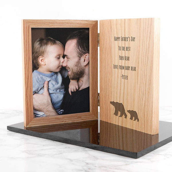 Engraved Father's Day Bear Book Photo Frame (Personalised Photo Frames) available to buy now at www.giftsfinder.co.uk