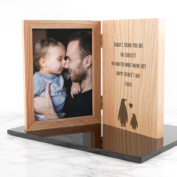 Engraved Father's Day Penguin Book Photo Frame (Personalised Photo Frames) available to buy now at www.giftsfinder.co.uk