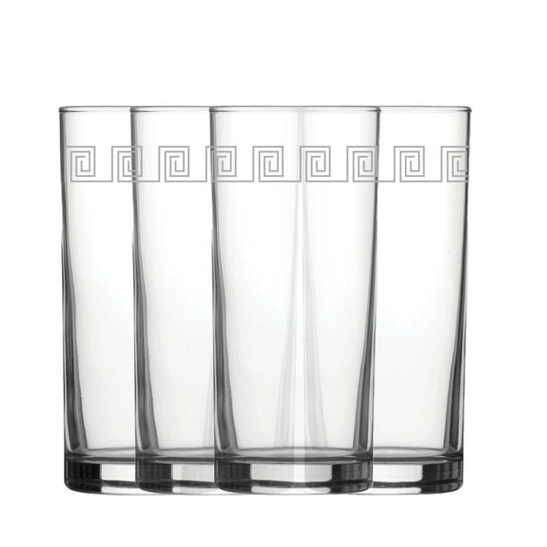 Engraved Geometric Swirls Set of 4 Patterned Hiball 12oz Glasses (Tumblers) available to buy now at www.giftsfinder.co.uk