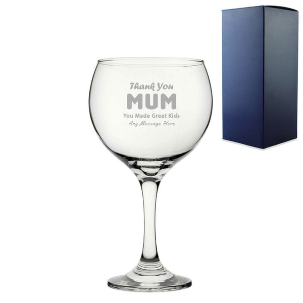 Engraved Gin Glass 22.5oz With Thank You Mum Design Gift Boxed (Stemware) available to buy now at www.giftsfinder.co.uk