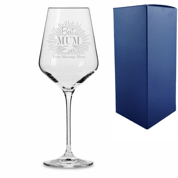 Engraved Infinity Wine Glass with Best Mum Ever Design (Stemware) available to buy now at www.giftsfinder.co.uk