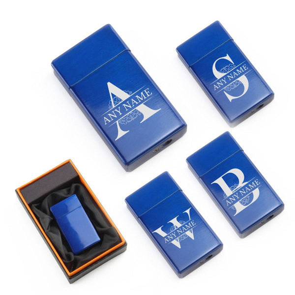 Engraved Jet Gas Lighter Blue Any Letter Gift Boxed (Lighters & Matches) available to buy now at www.giftsfinder.co.uk