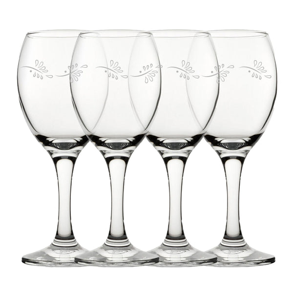 Engraved Leaves Pattern Pure Wine Set of 4 11oz Glasses () available to buy now at www.giftsfinder.co.uk