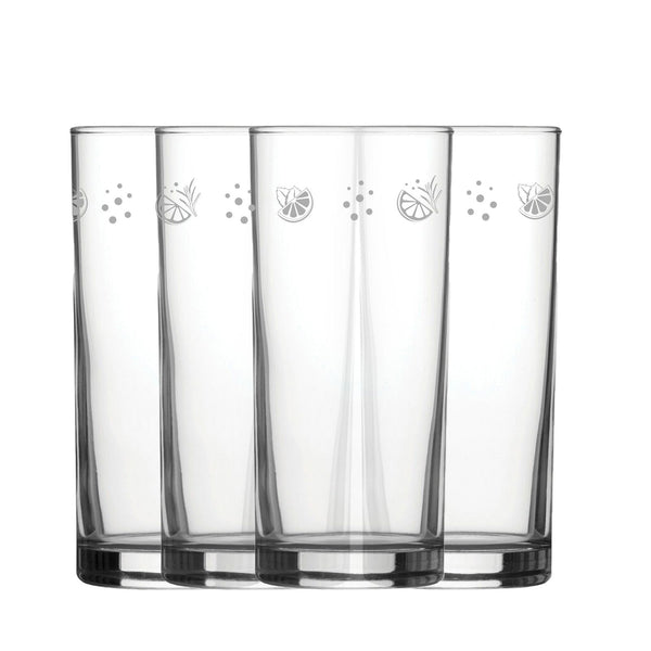 Engraved Lemons Set of 4 Patterned Hiball 12oz Glasses (Tumblers) available to buy now at www.giftsfinder.co.uk