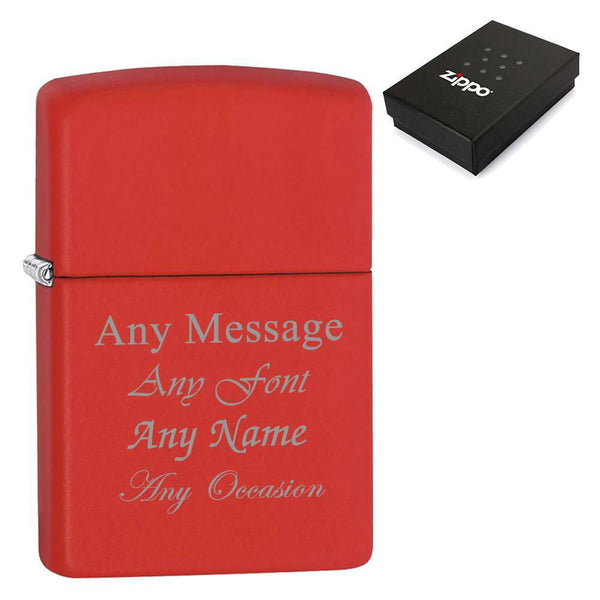 Engraved Matte Red Zippo Lighter (Personalised Lighters) available to buy now at www.giftsfinder.co.uk