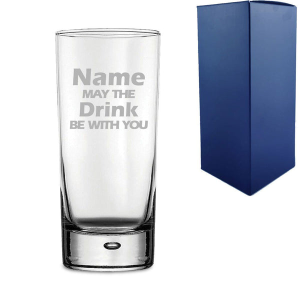 Engraved "Name may the Drink be with you" Novelty Hiball Tumbler With Gift Box (Tumblers) available to buy now at www.giftsfinder.co.uk