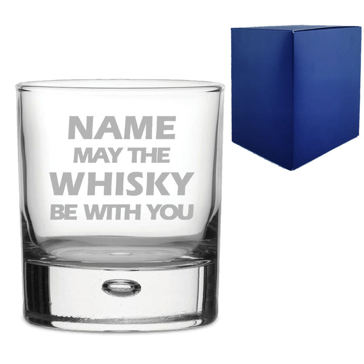 Engraved "Name may the Drink be with you" Novelty Whisky Tumbler With Gift Box - available to buy online at www.giftsfinder.co.uk