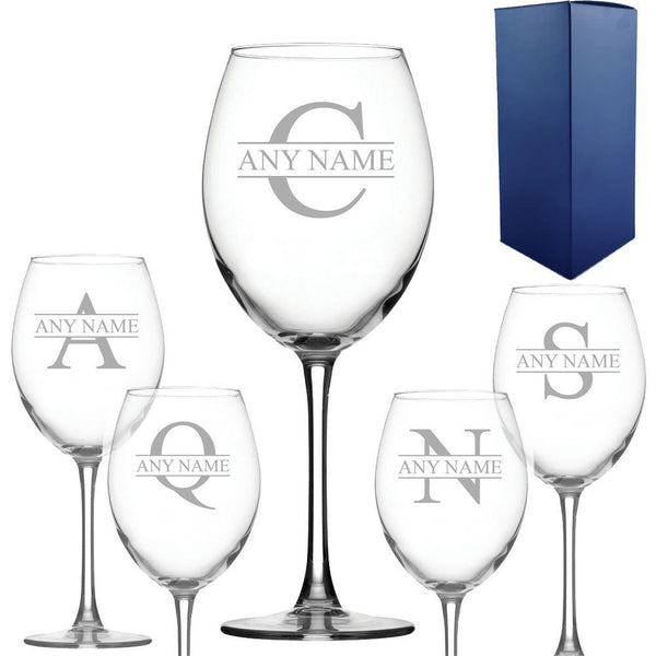 Engraved Novelty 19oz Enoteca Wine glass, Initial and Name (Stemware) available to buy now at www.giftsfinder.co.uk