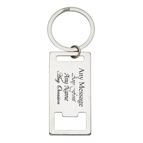 Engraved Rectangle Bottle Opener Keyring (Keychains) available to buy now at www.giftsfinder.co.uk