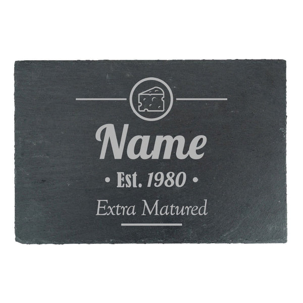 Engraved Rectangular Slate Cheeseboard with Extra Matured Design (Cutting Boards) available to buy now at www.giftsfinder.co.uk