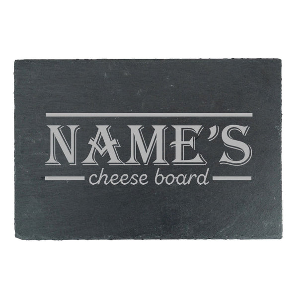 Engraved Rectangular Slate Cheeseboard with Name's Cheeseboard with Border Design (Cutting Boards) available to buy now at www.giftsfinder.co.uk