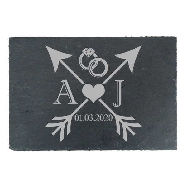 Engraved Rectangular Slate Cheeseboard with Wedding Design (Cutting Boards) available to buy now at www.giftsfinder.co.uk