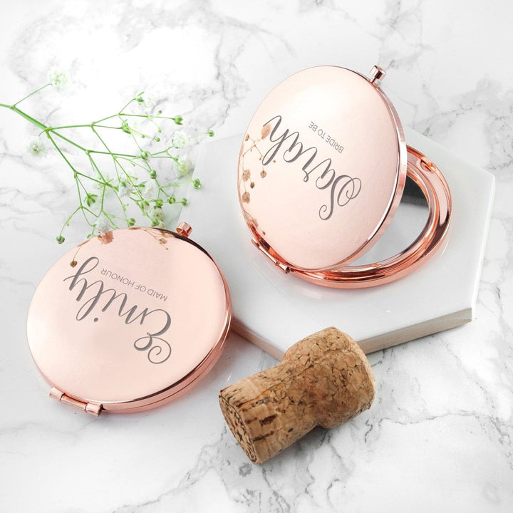 Engraved Rose Gold Compact Mirror () available to buy now at www.giftsfinder.co.uk