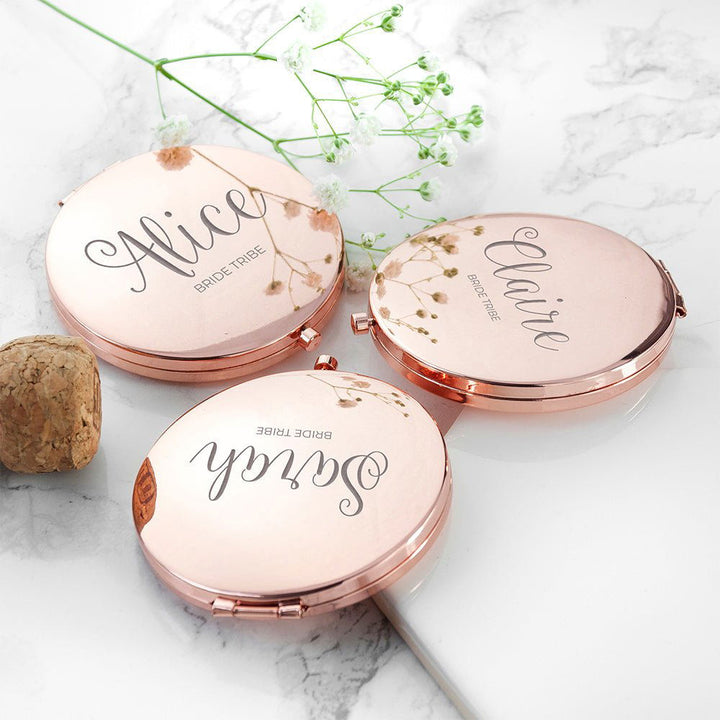 Engraved Rose Gold Compact Mirror () available to buy now at www.giftsfinder.co.uk