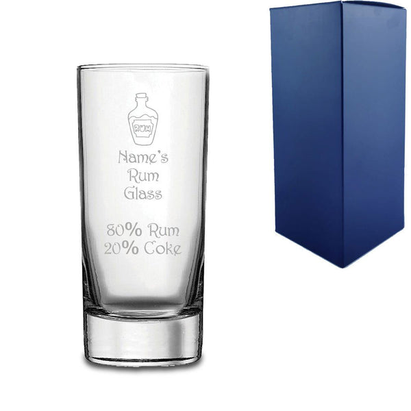 Engraved Rum Hiball Glass with Rum Bottle and Measurements Design (Tumblers) available to buy now at www.giftsfinder.co.uk