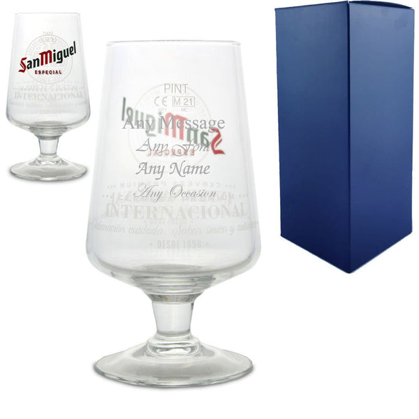 Engraved San Miguel Pint Glass (Beer Glasses) available to buy now at www.giftsfinder.co.uk