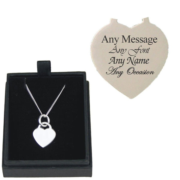 Engraved Silver Necklace with Heart Pendant (Necklaces) available to buy now at www.giftsfinder.co.uk