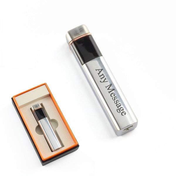 Engraved Slim Electric Lighter Silver Any Message Gift Boxed (Lighters & Matches) available to buy now at www.giftsfinder.co.uk