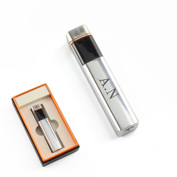 Engraved Slim Electric Lighter Silver Initials Gift Boxed (Lighters & Matches) available to buy now at www.giftsfinder.co.uk