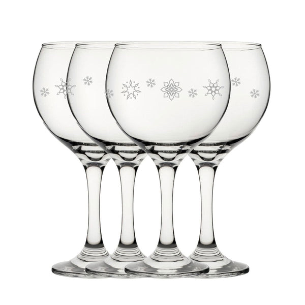 Engraved Snowflake Pattern Gin Balloon Set of 4 22.5oz Glasses () available to buy now at www.giftsfinder.co.uk