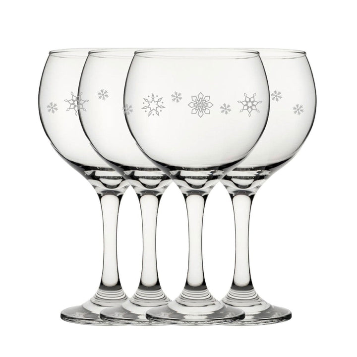 Engraved Snowflake Pattern Gin Balloon Set of 4 22.5oz Glasses () available to buy now at www.giftsfinder.co.uk