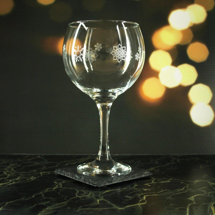 Engraved Snowflake Pattern Gin Balloon Set of 4 22.5oz Glasses () available to buy now at www.giftsfinder.co.uk