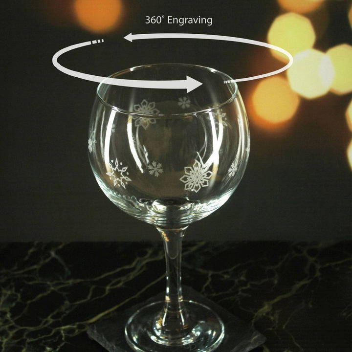 Engraved Snowflake Pattern Gin Balloon Set of 4 22.5oz Glasses () available to buy now at www.giftsfinder.co.uk