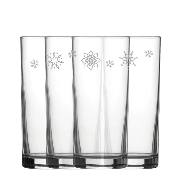 Engraved Snowflake Pattern Hiball Set of 4 12oz Glasses (Tumblers) available to buy now at www.giftsfinder.co.uk