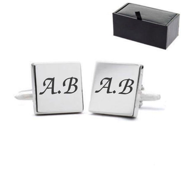 Engraved Square Cufflinks with Initials Engraved () available to buy now at www.giftsfinder.co.uk