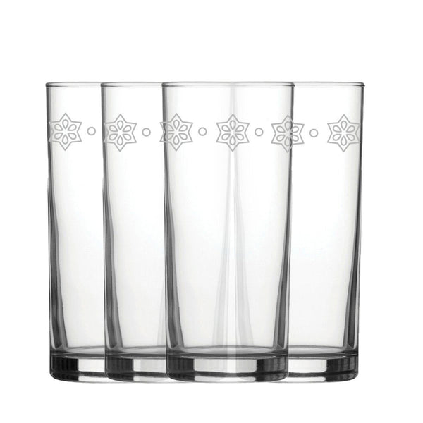 Engraved Stars Set of 4 Patterned Hiball 12oz Glasses (Tumblers) available to buy now at www.giftsfinder.co.uk