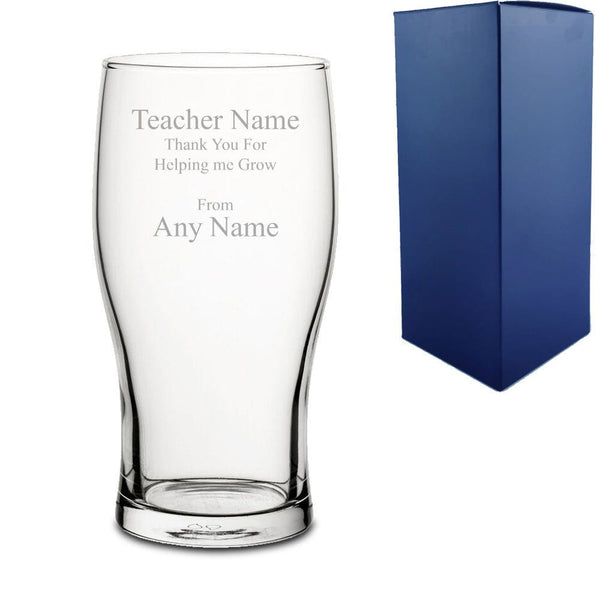 Engraved Tulip Pint Glass with Thank you for helping me grow Design (Beer Glasses) available to buy now at www.giftsfinder.co.uk