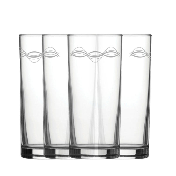 Engraved Waves Set of 4 Patterned Hiball 12oz Glasses (Tumblers) available to buy now at www.giftsfinder.co.uk