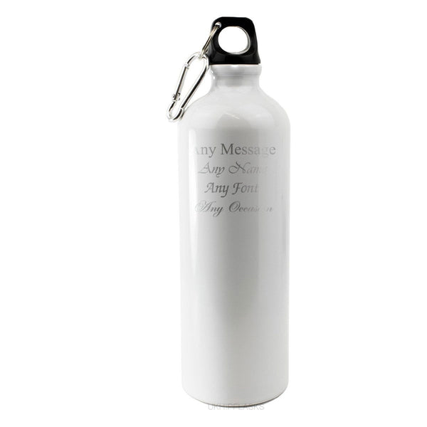 Engraved White Sports Bottle with any message () available to buy now at www.giftsfinder.co.uk