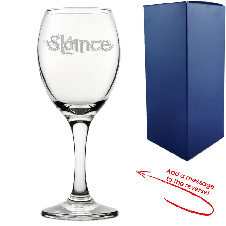 Engraved Wine Glass with Slainte Celtic Design, Add a Personalised Message to the Reverse () available to buy now at www.giftsfinder.co.uk