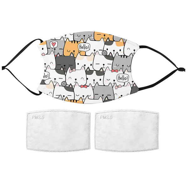 Printed Face Mask - Cute Kitties Pattern Design