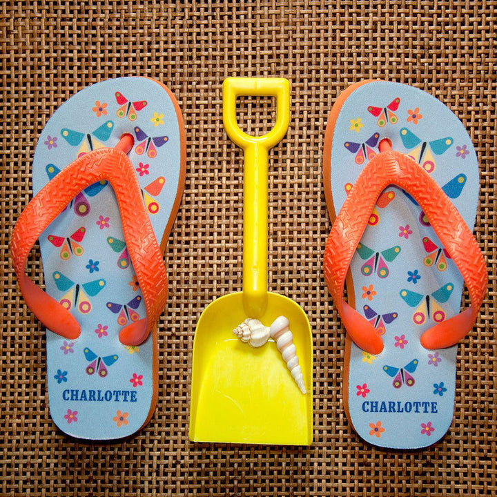 Fluttering Butterfly Child's Personalised Flip Flops () available to buy now at www.giftsfinder.co.uk