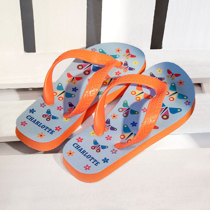 Fluttering Butterfly Child's Personalised Flip Flops () available to buy now at www.giftsfinder.co.uk